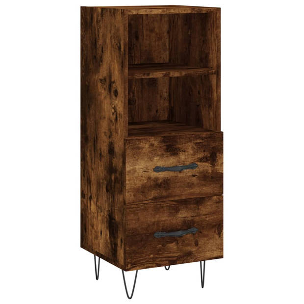 vidaXL Hoge kast 34,5x34x180 cm bewerkt hout gerookt eikenkleurig