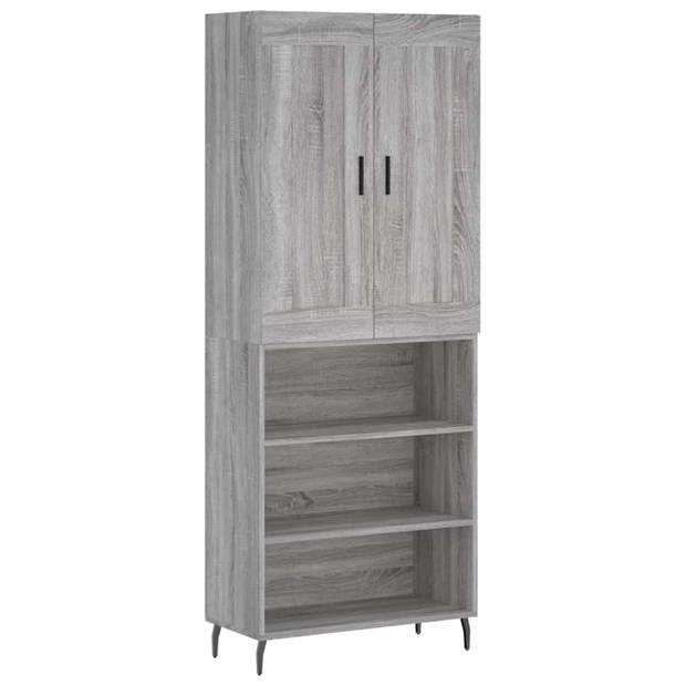 vidaXL Hoge kast 69,5x34x180 cm bewerkt hout grijs sonoma eikenkleurig