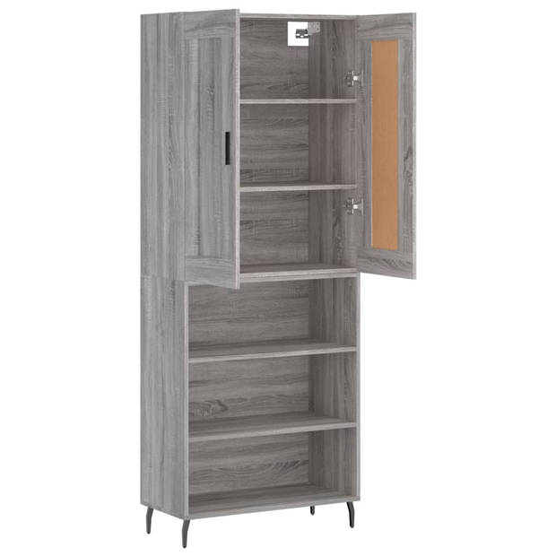 vidaXL Hoge kast 69,5x34x180 cm bewerkt hout grijs sonoma eikenkleurig