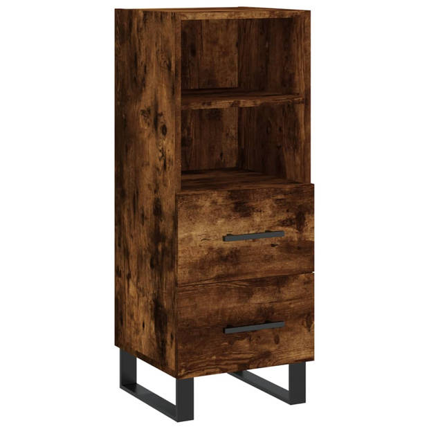 vidaXL Hoge kast 34,5x34x180 cm bewerkt hout gerookt eikenkleurig