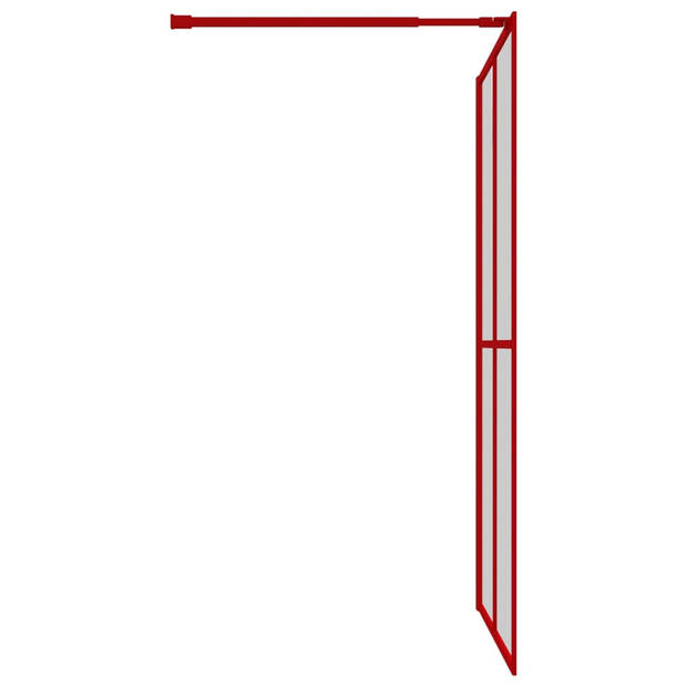 vidaXL Inloopdouchewand transparant 140x195 cm ESG-glas rood