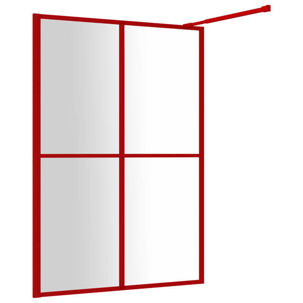 vidaXL Inloopdouchewand transparant 140x195 cm ESG-glas rood