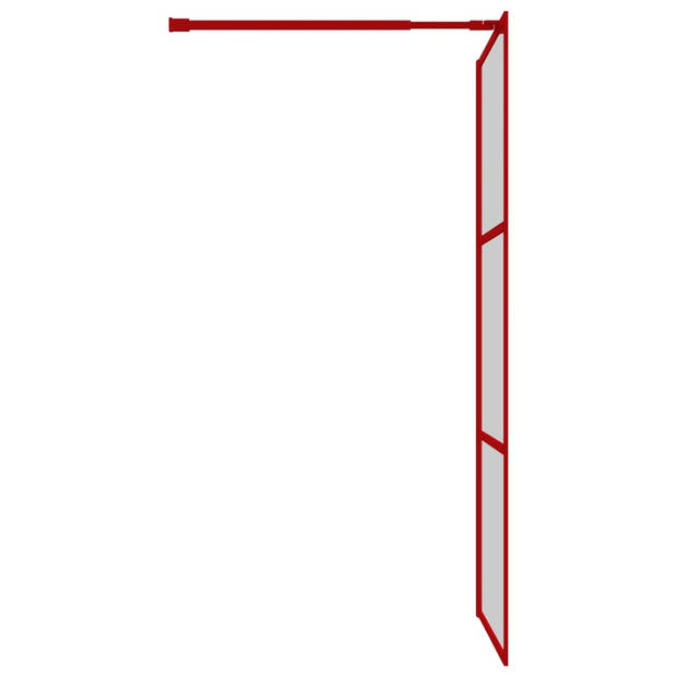 vidaXL Inloopdouchewand transparant 115x195 cm ESG-glas rood