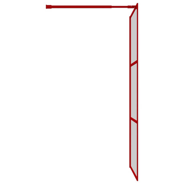 vidaXL Inloopdouchewand transparant 100x195 cm ESG-glas rood