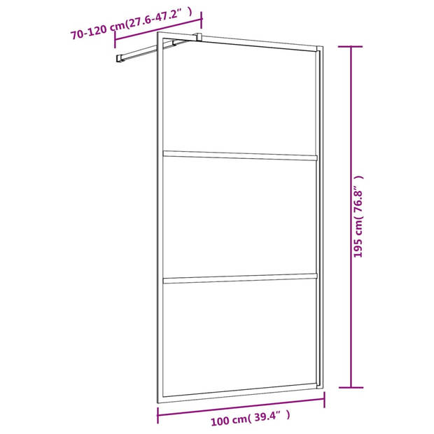 vidaXL Inloopdouchewand transparant 100x195 cm ESG-glas rood