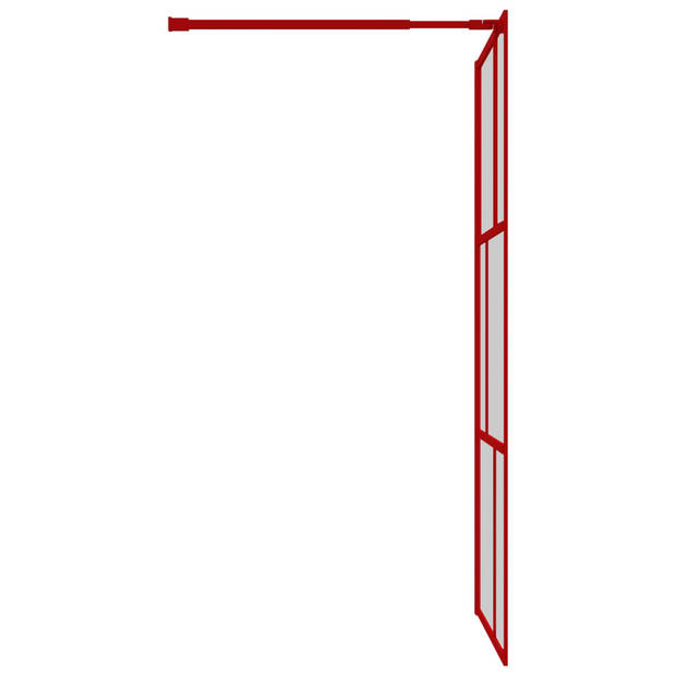 vidaXL Inloopdouchewand transparant 100x195 cm ESG-glas rood