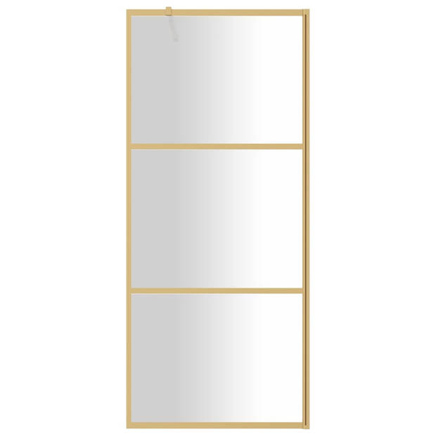 vidaXL Inloopdouchewand transparant 90x195 cm ESG-glas goudkleurig