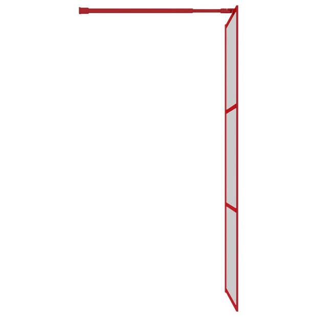 vidaXL Inloopdouchewand transparant 90x195 cm ESG-glas rood