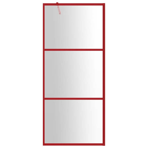 vidaXL Inloopdouchewand transparant 90x195 cm ESG-glas rood