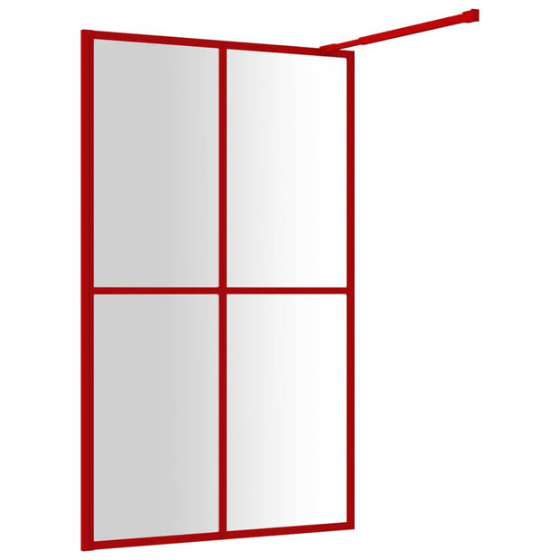 vidaXL Inloopdouchewand transparant 118x195 cm ESG-glas rood