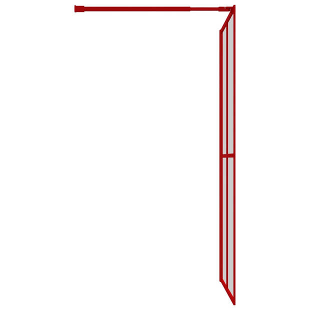 vidaXL Inloopdouchewand transparant 118x195 cm ESG-glas rood