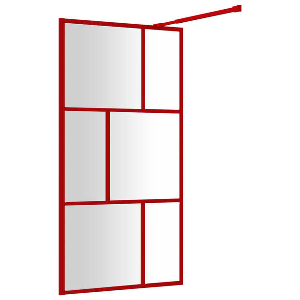 vidaXL Inloopdouchewand transparant 115x195 cm ESG-glas rood