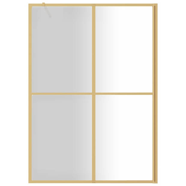 vidaXL Inloopdouchewand transparant 140x195 cm ESG-glas goudkleurig