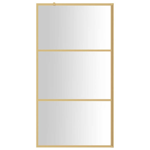 vidaXL Inloopdouchewand transparant 100x195 cm ESG-glas goudkleurig
