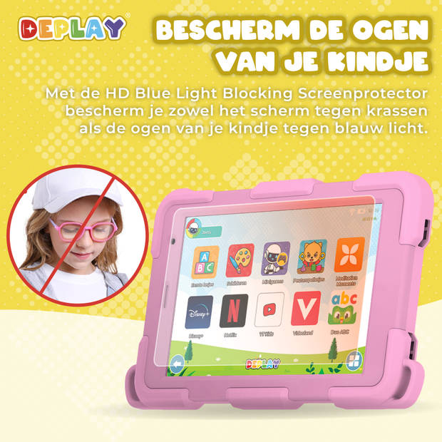 DEPLAY Kindertablet SMART 4 - 5000 mAh - Pen, Beschermhoes & Screenprotector - Android 14 - 8 Inch - Roze