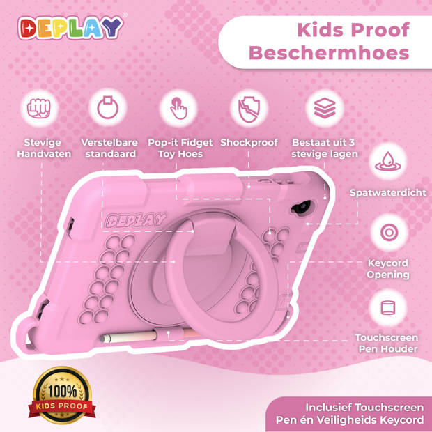 DEPLAY Kindertablet SMART 4 - 5000 mAh - Pen, Beschermhoes & Screenprotector - Android 13 - 8 Inch - Roze