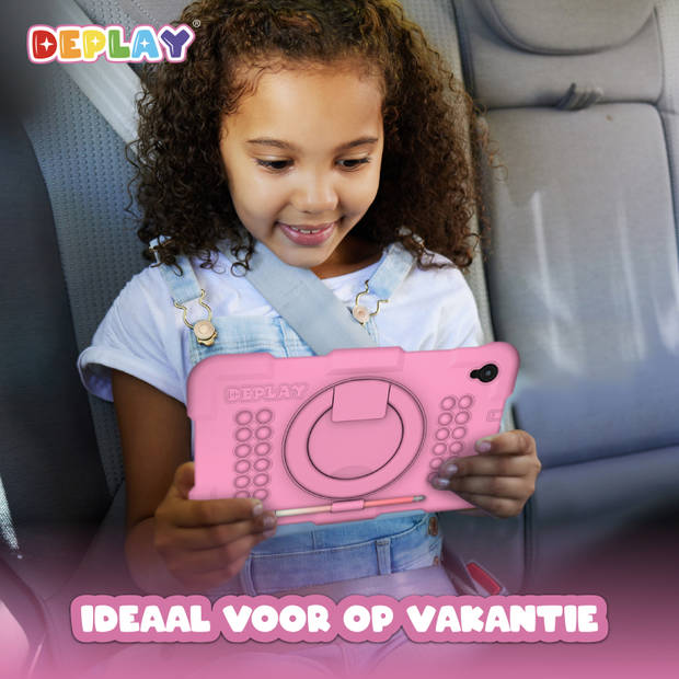 DEPLAY Kindertablet SMART 4 - 5000 mAh - Pen, Beschermhoes & Screenprotector - Android 13 - 8 Inch - Roze