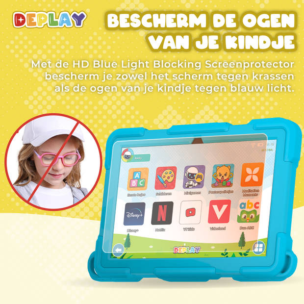 DEPLAY Kids Tablet PRO 4 - Kindertablet - 6000 mAh - Pen, Beschermhoes & Screenprotector - Android 14 - 10 Inch - Blauw