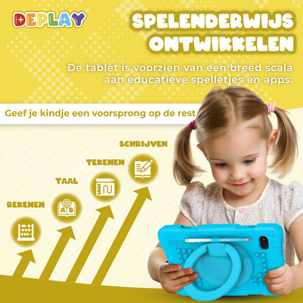 DEPLAY Kids Tablet PRO 4 - Kindertablet - 6000 mAh - Pen, Beschermhoes & Screenprotector - Android 14 - 10 Inch - Blauw