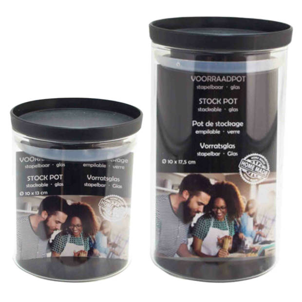 Voorraadpot/weckpot set - 4x Stuks - Stapelbaar - Glas - Weckpotten