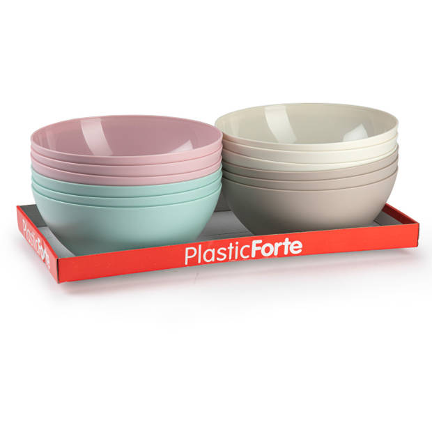Plasticforte Serveerschaal/saladeschaal - D23 x H10 cm - kunststof - roze - Serveerschalen