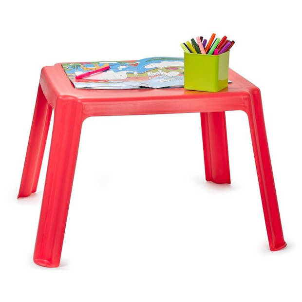 Forte Plastics Kinderstoelen 2x met tafeltje set - buiten/binnen - steenrood - kunststof - Kinderstoelen