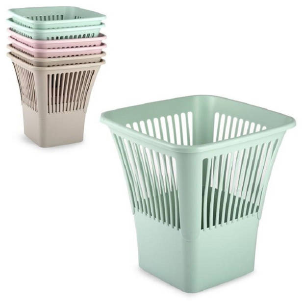 PlasticForte Afvalbak/vuilnisbak/kantoor prullenbak - plastic - mintgroen - 30 cm - Prullenmanden
