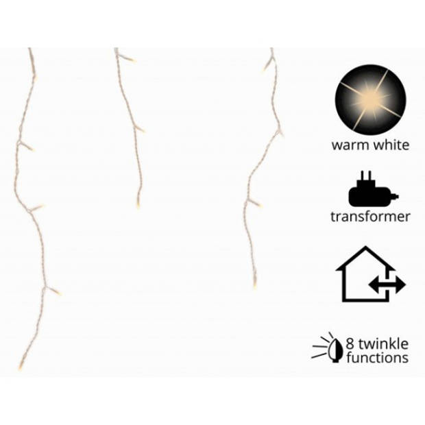 IJspegel verlichting warm wit buiten 490 lampjes met dakgoot haakjes - Kerstverlichting lichtgordijn