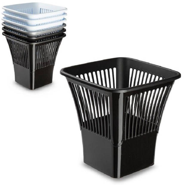 Plasticforte Afvalbak/vuilnisbak/kantoor prullenbak - plastic - zwart - 30 cm - Prullenmanden