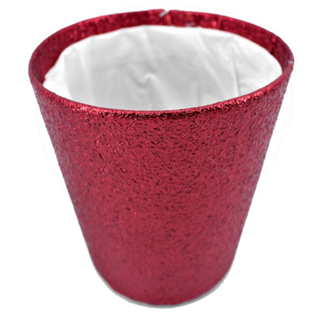 Gerimport Plantenmand - glitter rood - bloempot - 15 x 14 cm - Kerststukje - Plantenpotten