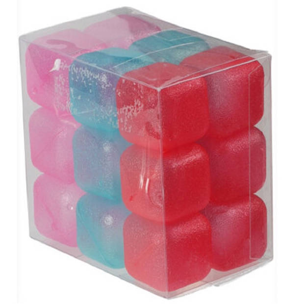 18x Plastic herbruikbare ijsklontjes/ijsblokjes gekleurd - IJsblokjesvormen