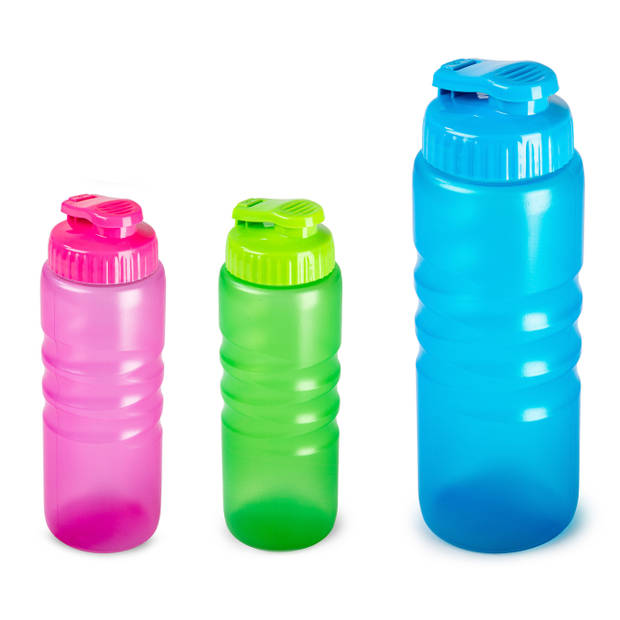 Plasticforte Drinkfles/waterfles/bidon - 650 ml - transparant/blauw - kunststof - Drinkflessen