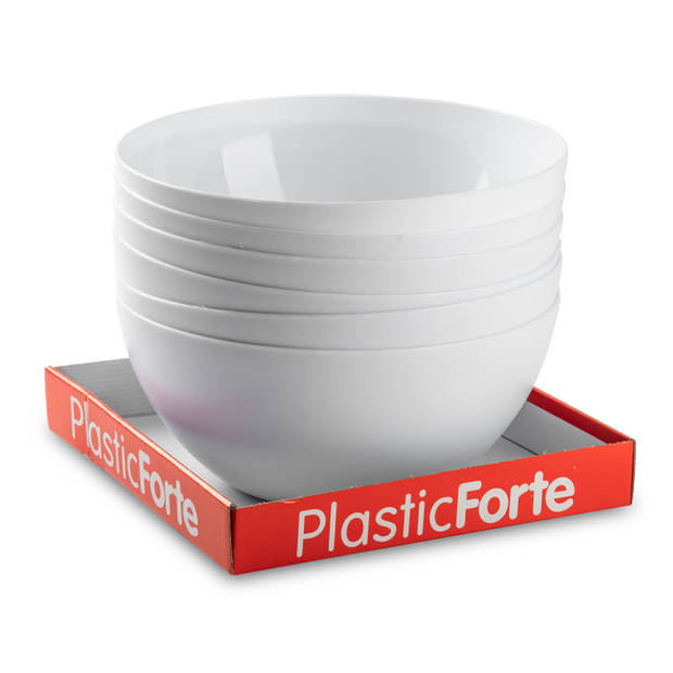 Plasticforte Serveerschaal/saladeschaal - D28 x H14 cm - kunststof - wit - Serveerschalen