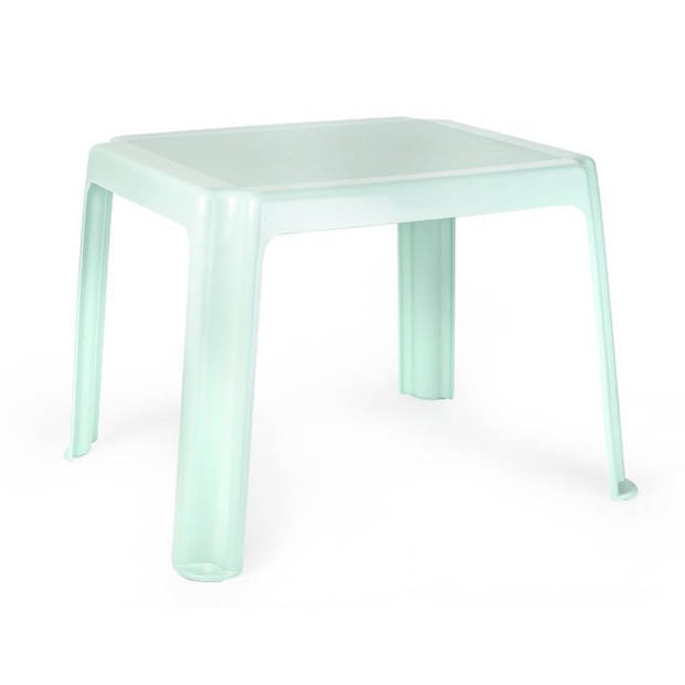 Forte Plastics Kinderstoelen 4x met tafeltje set - buiten/binnen - mintgroen - kunststof - Kinderstoelen