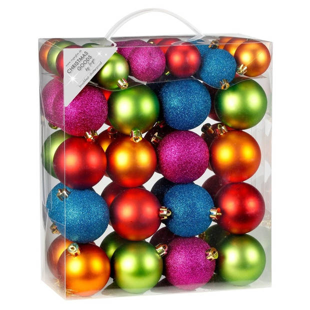 100x Kunststof gekleurde kerstballen pakket 4 en 6 cm - Kerstbal