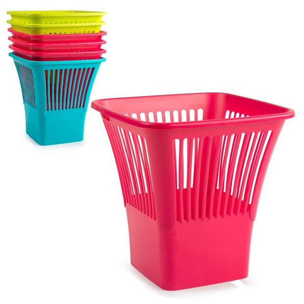 Plasticforte Afvalbak/vuilnisbak/kantoor prullenbak - plastic - fuchsia roze - 30 cm - Prullenmanden