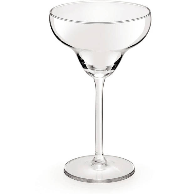 4x Cocktailglazen / Margarita glazen transparant 300 ml + Cocktailshaker zwart 500 ml RVS - Cocktailglazen