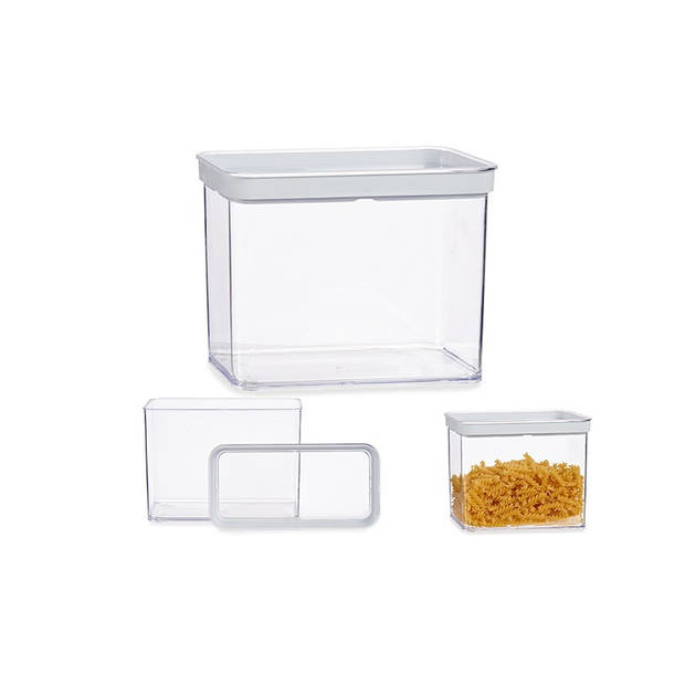 Gondol Plastics 5x stuks keuken voorraad potten/bakjes set met deksel 2.2 en 3.3 liter - Voorraadpot