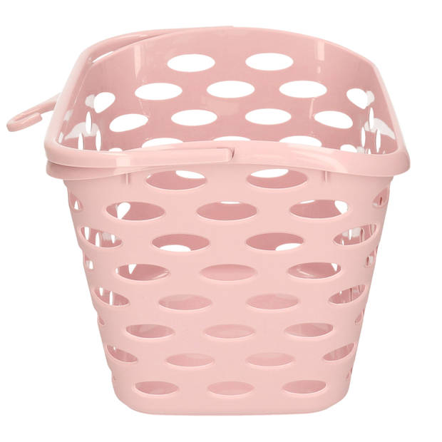 Plasticforte Wasknijpers ophang mandje aan haak - 26 x 15 x 21 cm - oud roze - kunststof - knijperszakken