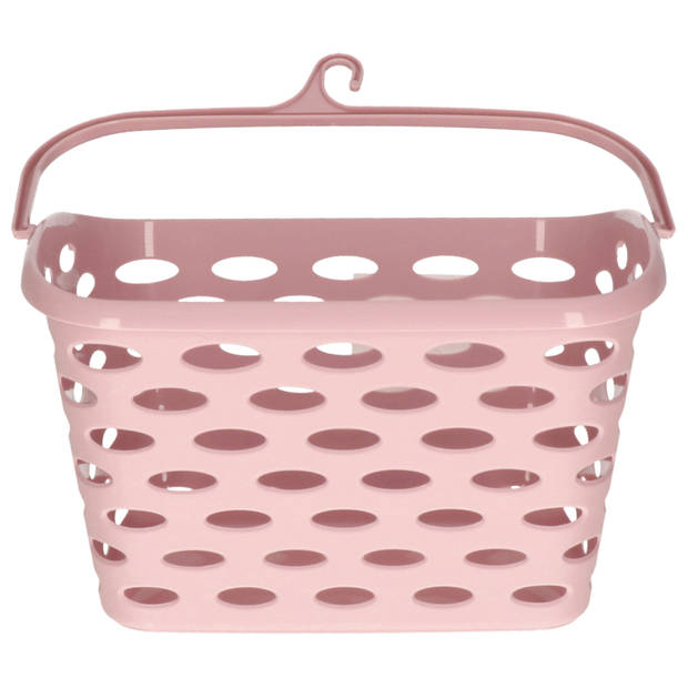 Plasticforte Wasknijpers ophang mandje/bakje - roze - met 72x plastic knijpers - knijperszakken