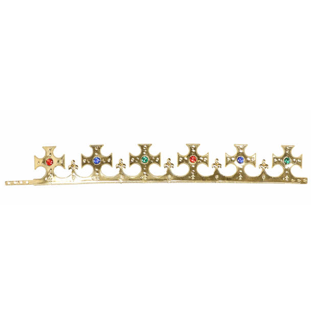 Gouden Koning / prinsen kroon voor heren - 7 x 59 cm - Verkleedhoofddeksels
