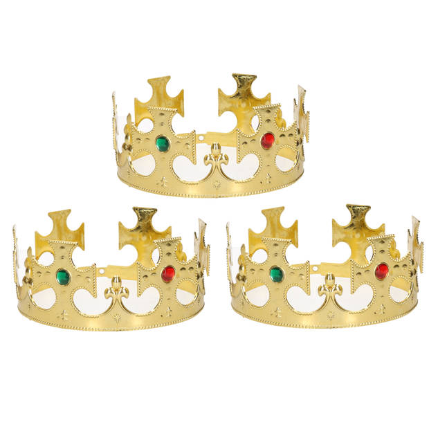 2x stuks gouden Koning / prinsen kronen voor heren 7 x 59 cm - Verkleedhoofddeksels