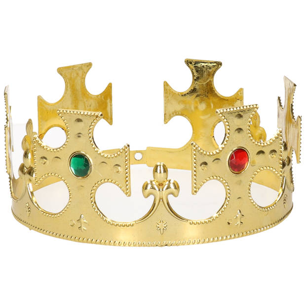 4x stuks gouden Koning / prinsen kronen voor heren 7 x 59 cm - Verkleedhoofddeksels