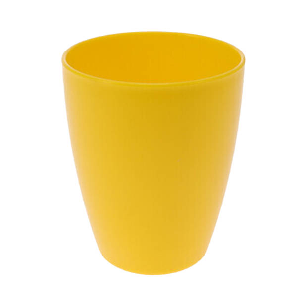Set van 1x waterkan 1 liter met 4x drinkbekers kunststof geel - Schenkkannen