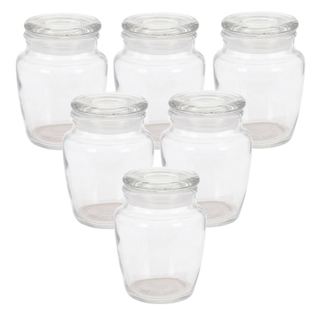 Kruidenpotjes/voorraadpotjes - 18x stuks - glas - transparant - 150 ml - Voorraadpot