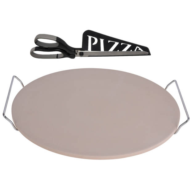 Pizzasteen BBQ/oven met handvaten - D35 cm - incl. pizzaschaar - 30 cm - Pizzaplaten