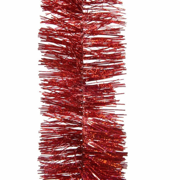 Decoris folie kerstslingers 2x stuks - rood - kunststof - 270 cm - Kerstslingers