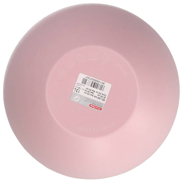 Plasticforte Serveerschaal/saladeschaal - D20 x H8 cm - kunststof - roze - Serveerschalen