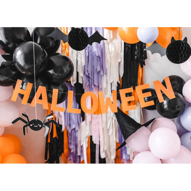 PartyDeco Halloween feestslinger/spandoek - 2,5 meter - oranje - van papier - Feestslingers