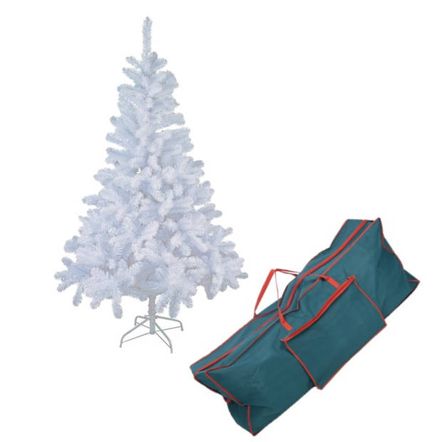 Witte kunst kerstboom/kunstboom 150 cm inclusief opbergzak - Kunstkerstboom
